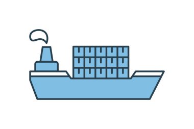 Kargo gemisi simgesi. Tedarik zinciri ile ilgili simge. Web sitesi, uygulama, kullanıcı arayüzleri, yazdırılabilir vb için uygun. Düz çizgi simgesi tarzı. Basit vektör tasarımı düzenlenebilir