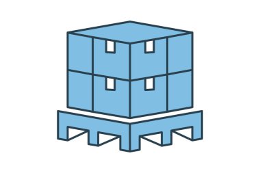 Palet simgesi. Tedarik zinciri ile ilgili simge. Web sitesi, uygulama, kullanıcı arayüzleri, yazdırılabilir vb için uygun. Düz çizgi simgesi tarzı. Basit vektör tasarımı düzenlenebilir