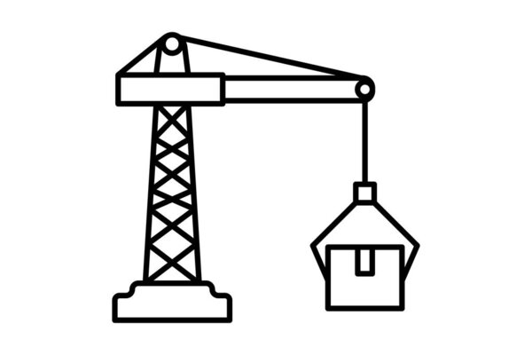 Значок журавля. значок, связанный с цепочкой поставок. подходит для веб-сайта, приложения, пользовательских интерфейсов, печати и т.д. стиль значка линии. простой векторный дизайн редактируемый