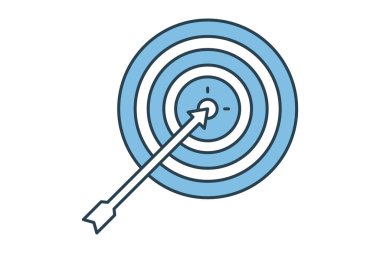 Hedef simgesi. Eylem planıyla ilgili simge. Web sitesi, uygulama, kullanıcı arayüzleri, yazdırılabilir vb için uygun. Düz çizgi simgesi tarzı. Basit vektör tasarımı düzenlenebilir