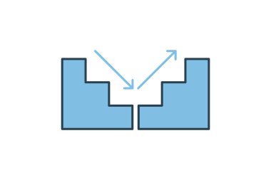 Basamaklar simgesi. Eylem planıyla ilgili simge. Web sitesi, uygulama, kullanıcı arayüzleri, yazdırılabilir vb için uygun. Düz çizgi simgesi tarzı. Basit vektör tasarımı düzenlenebilir