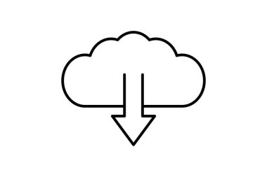 Bulut indirme simgesi. Bulut hesaplamasıyla ilgili simge. Web sitesi, uygulama, kullanıcı arayüzleri, yazdırılabilir vb için uygun. çizgi simgesi tarzı. Basit vektör tasarımı düzenlenebilir