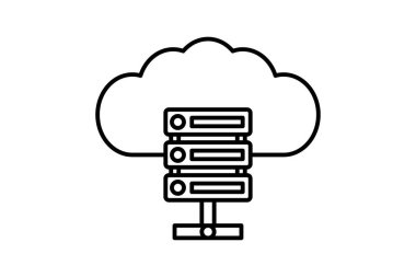 Sunucu gönderme simgesi. Bulut hesaplamasıyla ilgili simge. Web sitesi, uygulama, kullanıcı arayüzleri, yazdırılabilir vb için uygun. çizgi simgesi tarzı. Basit vektör tasarımı düzenlenebilir