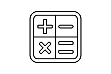 Hesap makinesi simgesi. Muhasebe ile ilgili bir simge. Web sitesi, uygulama, kullanıcı arayüzleri, yazdırılabilir vb için uygun. çizgi simgesi tarzı. Basit vektör tasarımı düzenlenebilir