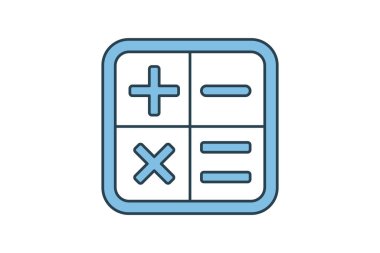 Hesap makinesi simgesi. Muhasebe ile ilgili bir simge. Web sitesi, uygulama, kullanıcı arayüzleri, yazdırılabilir vb için uygun. Düz çizgi simgesi tarzı. Basit vektör tasarımı düzenlenebilir