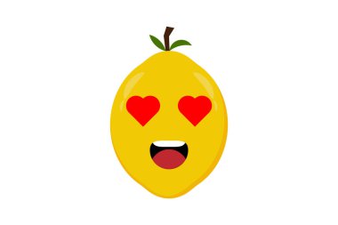 Limonlu meyve ikonu emoji vektör çizimi. Lemon 'un beyaz arka planda izole edilmiş hali