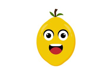 Limonlu meyve ikonu emoji vektör çizimi. Lemon 'un beyaz arka planda izole edilmiş hali