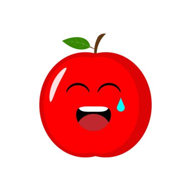 Kırmızı elma ikonu emoji vektör çizimi. Resimli elma beyaz arkaplanda izole edilmiş.