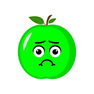 yeşil elma ikonu emoji vektör çizimi. Resimli elma beyaz arkaplanda izole edilmiş.