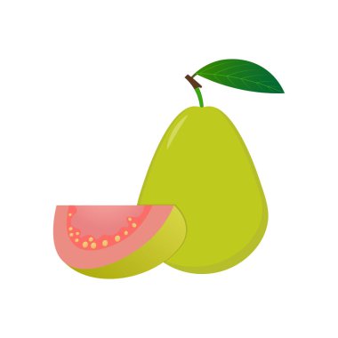 Guava meyve emoji vektör illüstrasyonunu keser. Görüntü guava beyaz arka planda izole