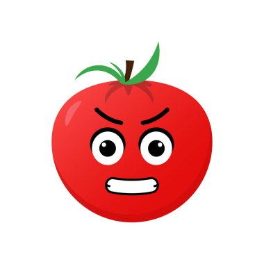 Domates ikonu emoji vektör çizimi. Beyaz arka planda izole edilmiş çizim domatesi