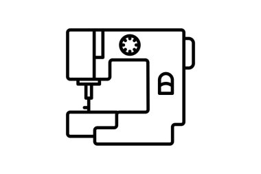 Dikiş makinesi simgesi. Modayla ilgili bir ikon. Web sitesi, uygulama, kullanıcı arayüzleri için uygun. satır simgesi biçimi