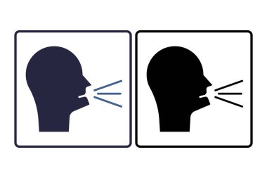 Konuşan kişi simgesi. Etkileşimle ilgili. Web sitesi, uygulama, kullanıcı arayüzleri için uygun. katı simge biçimi