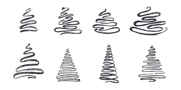 Handgezeichneter Weihnachtsbaum Abstraktes Doodle Grunge Zeichnen Von Hölzern Vektoraktiendarstellung Isoliert — Stockvektor