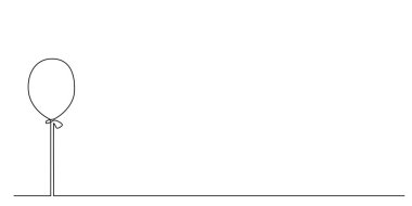 Resim kitabı ve davetiyeler için dekorasyon, sürekli el çizimi, element balonu. Beyaz arka planda izole edilmiş vektör stok illüstrasyon minimalizmi tasarımı. Düzenlenebilir tek çizgi. 