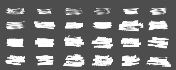 Hand draw brush quotes, commas, ornament, marks, splash and flourish set. Vector stock illustration isolated on black background for design template text and page decoration, headline, speech bubble. 