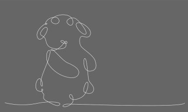 Sheep. Decoration continuous line hand drawing element for photo book, invitations. Vector stock illustration minimalism design isolated on black background. Editable stroke single line. 