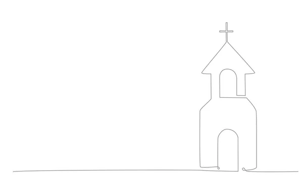 Украшение Непрерывной Линии Рисования Церкви Свадебной Фотокниги Приглашения Дизайн Векторного — стоковый вектор