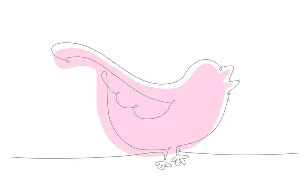 Primeiro Desenho Mão Pássaro Primavera Continua Uma Linha Ilustração Estoque — Vetor de Stock