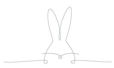 Easter bunny continues line hand draw element. Vector stock illustration minimalism design isolated on white background. Editable stroke single line. 