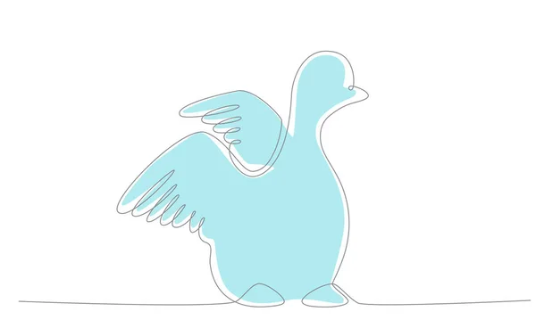Prima Mano Uccello Primaverile Disegna Continua Una Linea Illustrazione Vettoriale — Vettoriale Stock