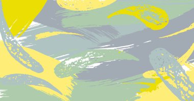 Fırça darbesi, arka planda soyut sarı ve yeşil boho renkleri çizer. Sunum, davet, sosyal medya ilkbahar ve yaz tasarımı için vektör stok illüstrasyonu. 