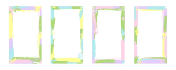 Hand Drawn Color Brush Stroke Frames Social Media Place Text — Stockvector