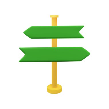 3D Green Arrow yönünde. Oyun ve baskı endüstrisi için vektör stok illüstrasyonu beyaz arkaplanda izole. 