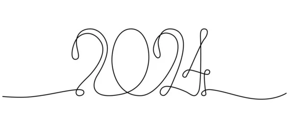 Dekorace Souvislé Čáry Ruční Kreslení Znamení Pro 2024 Rok Kalendář — Stockový vektor