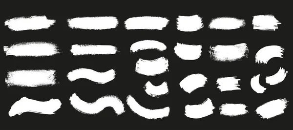 卷笔画笔刷包 在黑色黑板背景上分离的向量库示例 用于设计模板邀请 操作签名 — 图库矢量图片