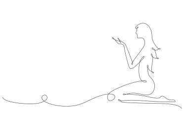 Başak burcu takımyıldızı. Tek el çizimi çizgi sancağına devam ediyor. Beyaz arkaplanda vektör hisse senedi çizimi izole edildi. Düzenlenebilir vuruş çizgisi.