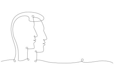 Gemini burç takımyıldızı tek el çizimi çizgi çerçevesi ve pankarta devam ediyor. Beyaz arkaplanda vektör hisse senedi çizimi izole edildi. Düzenlenebilir vuruş çizgisi. 