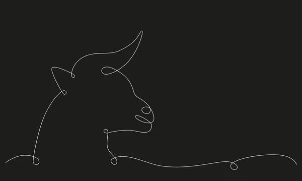 牡牛座星座片手の図面は ラインフレーム バナーを継続します ベクトルストックイラスト牛黒の黒板の背景に隔離された 編集可能なストロークライン — ストックベクタ