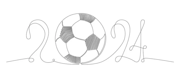 欧洲足球锦标赛标志2024在德国 矢量鱼群继续在白色背景上孤立线球图解 可编辑笔划单行 — 图库矢量图片