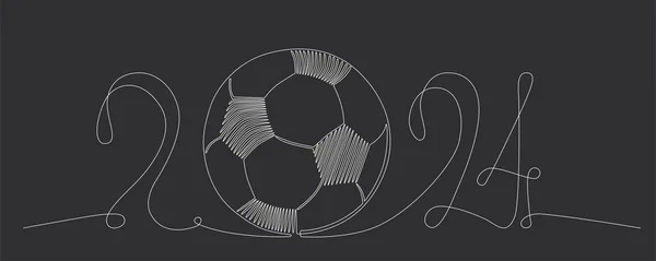 欧洲足球锦标赛标志2024在德国 矢量股票继续线球体说明孤立在黑色黑板背景 可编辑笔划单行 — 图库矢量图片