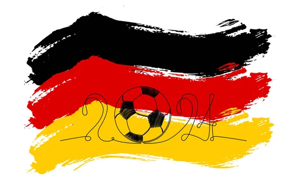 Internationale Fußball Europameisterschaft 2024 Deutschland Vector Stock Setzt Linie Ball — Stockvektor