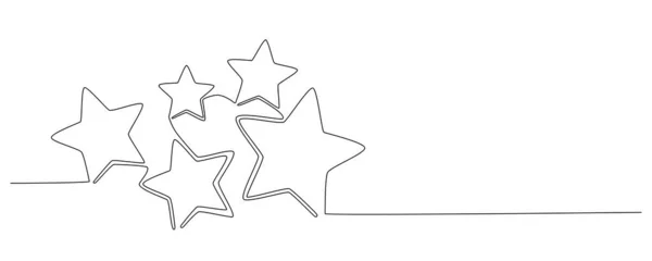 Julkomposition Med Stjärnor Handritningen Fortsätter Enda Linje Vektor Stock Illustration — Stock vektor