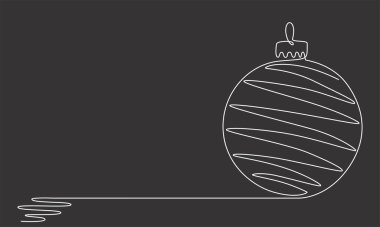 Noel balosu tek çizgili bir el çizimiyle devam ediyor. Tasarım, kış tatili afişi, kart, davetiye tasarımı için siyah arkaplanda izole edilmiş vektör stoku illüstrasyonu. Düzenlenebilir vuruş. 