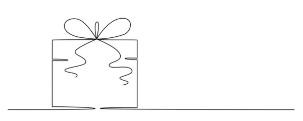 Gift Box Bow Hand Drawing Single Line Vector Stock Illustration — Stock Vector