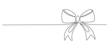 Bağlı kurdele yay eli bir çizgi çekiyor. Tasarım şablonu, doğum günü tebrik kartı, davetiye veya sunum için beyaz arkaplanda vektör stoku çizimi izole edildi. Düzenlenebilir vuruş.