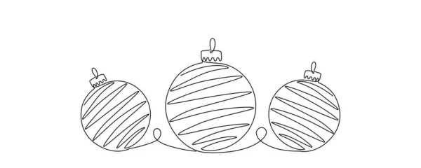 圣诞球继续一个单线手绘草图 在白色背景上孤立的病媒种群图解用于设计模板冬季假日横幅 邀请函 可编辑笔划 — 图库矢量图片