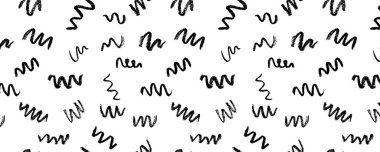 Konfeti, karalamalar, kusursuz desenler. Vektör stok el, soyut arkaplan çocuk doğum günü partisi afişi tasarım tasarımı için fırça darbesi çizimi. 