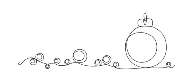 Χριστουγεννιάτικη Μπάλα Συνεχίζει Ένα Χέρι Γραμμή Σκίτσο Σχεδίασης Διάνυσμα Εικόνα — Διανυσματικό Αρχείο