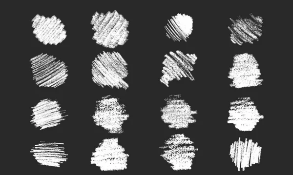 Набір Плям Писаря Крейдою Векторний Малюнок Рукою Пензля Ілюстрація Чорному — стоковий вектор