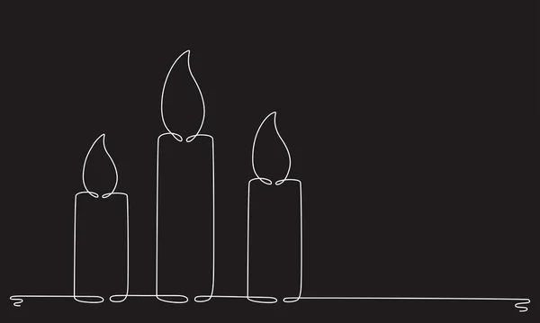 Velas Navidad Con Llama Encendida Una Sola Línea Continua Dibujo Ilustraciones de stock libres de derechos