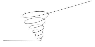 Kasırgalı fırtına. El, tek bir çizgi bayrağı çekiyor. Tasarım şablonu hava tahminleri, seyahat günlüğü için beyaz arkaplanda vektör stoku illüstrasyonu izole edildi. Düzenlenebilir vuruş.