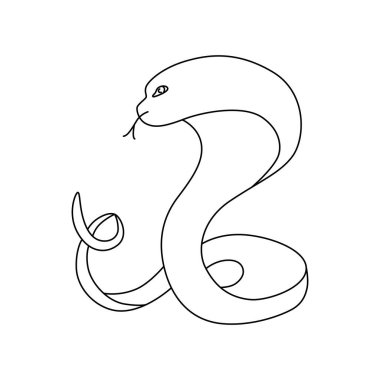 Yılan çizgisi - Çin Yeni Yıl 2025 sembolü. Tasarım şablonu dövmesi için vektör stok el çizimi ya da tebrik kartı, pankart, takvim. Düzenlenebilir vuruş.