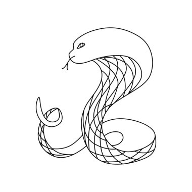 Yılan çizgisi - Çin Yeni Yıl 2025 sembolü. Tasarım şablonu dövmesi için vektör stok el çizimi ya da tebrik kartı, pankart, takvim. Düzenlenebilir vuruş.