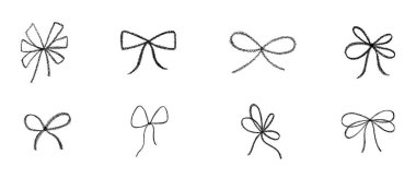 Kurdeleli tebeşir papyonu. Düğün, doğum günü, Noel süslemesi veya indirimi için tasarım şablonu için beyaz arka planda el çizimi vektör çizimi izole edilmiş, indirimi. 