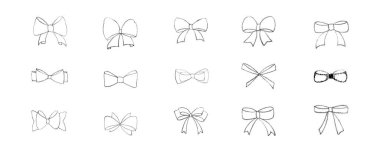 Kurdeleli tebeşir papyonu. Tasarım şablonu, düğün, doğum günü, Noel süslemesi veya indirimi için kara tahta arkaplanda el çizimi vektör illüstrasyonu izole edildi, satış.